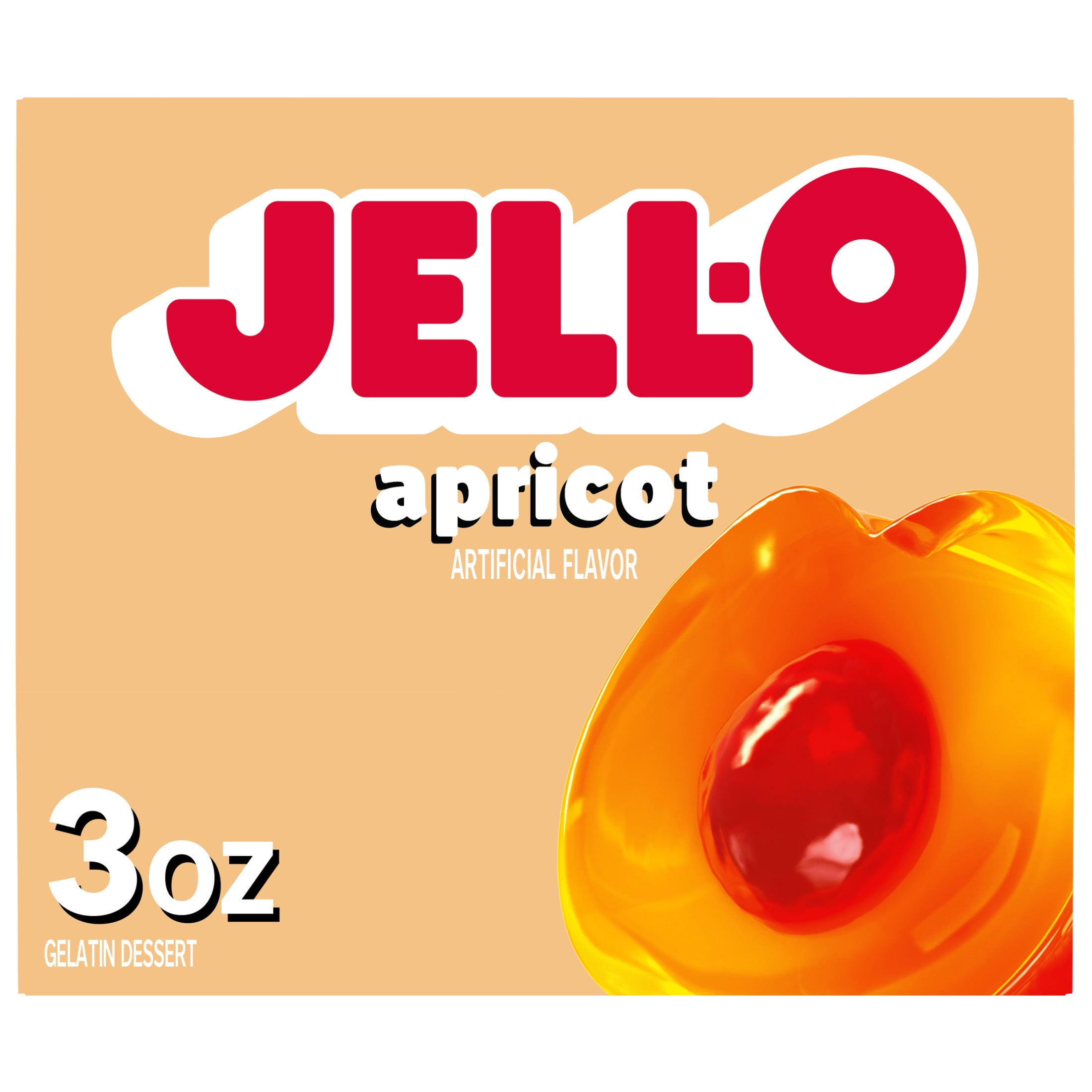 Jell-O Apricot Artificially Flavored Gelatin Dessert Mix, 3 oz Box