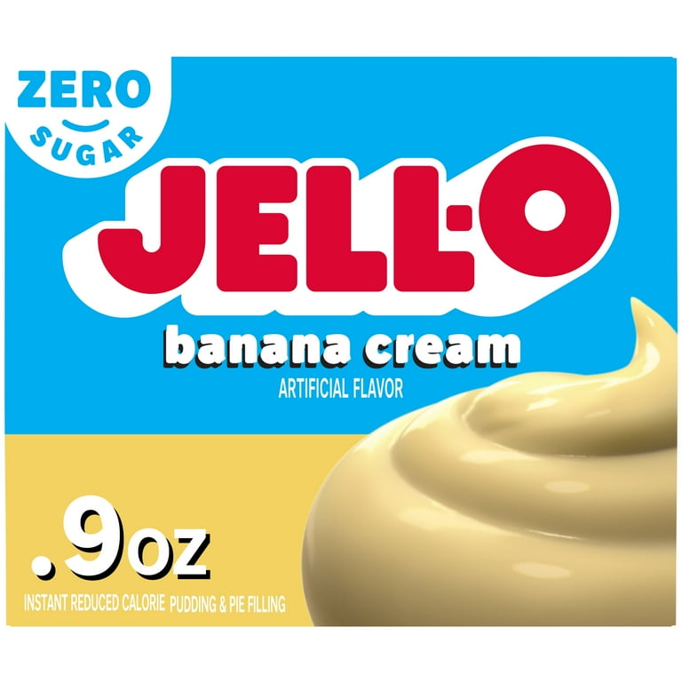 Jell O Banana Cream Artificially Flavored Zero Sugar Instant Reduced Calorie Pudding Pie Filling Mix 0.9 oz Box