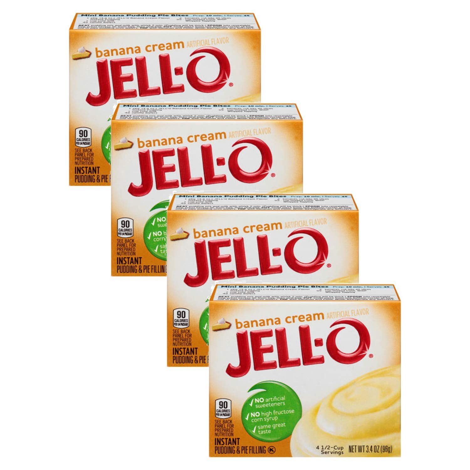 JellO Banana Cream Instant Cook & Serve Pudding (4 Pack)