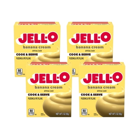 Jell-O Banana Cream Instant Cook & Serve Pudding 3.4 Oz (Pack of 4)