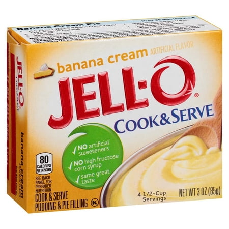 Indulge in Creamy Banana Bliss with Jell-O Cook & Serve Banana Cream Pudding & Pie Filling - Pack of 6, 3 Oz Boxes