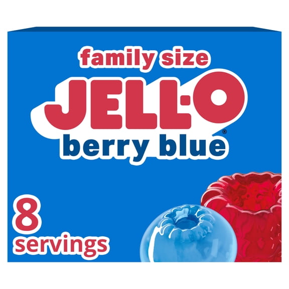 Jell-O Berry Blue Gelatin Dessert Mix, Family Size, 6 oz Box