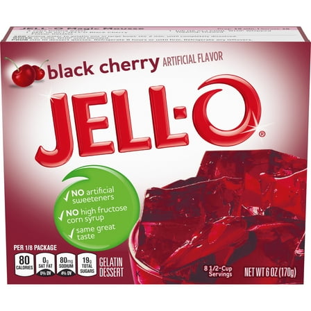 Jell-O Black Cherry Gelatin Dessert Mix, 6 oz Box