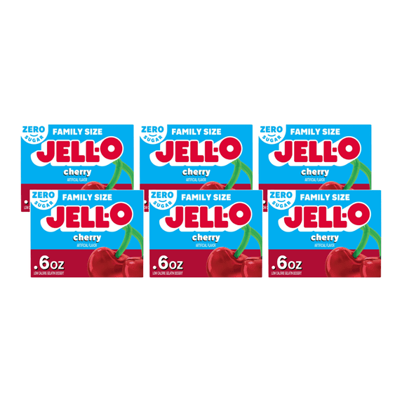 Jell-O Cherry Flavor Sugar Free Gelatin 0.6 oz (Pack - 6)