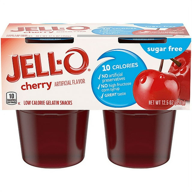 JellO Cherry Refrigerated Sugar Free ReadytoEat Jello Cups Gelatin