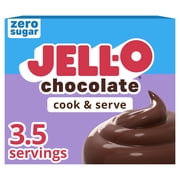 Jell-O Chocolate Flavor Zero Sugar Cook & Serve Reduced Calorie Pudding & Pie Filling Mix, 1.3 oz Box