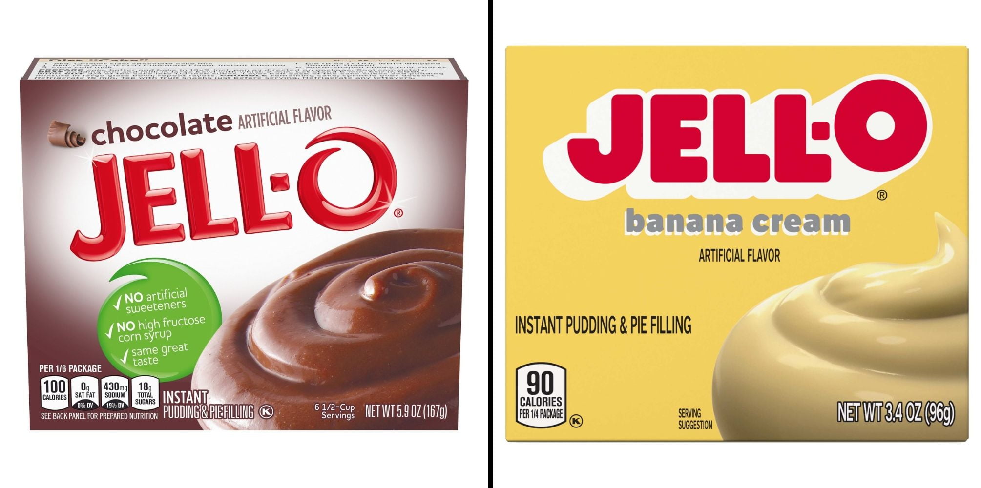 Jell-O Chocolate Instant Pudding Mix 5.9 oz & Jell-O Banana Cream