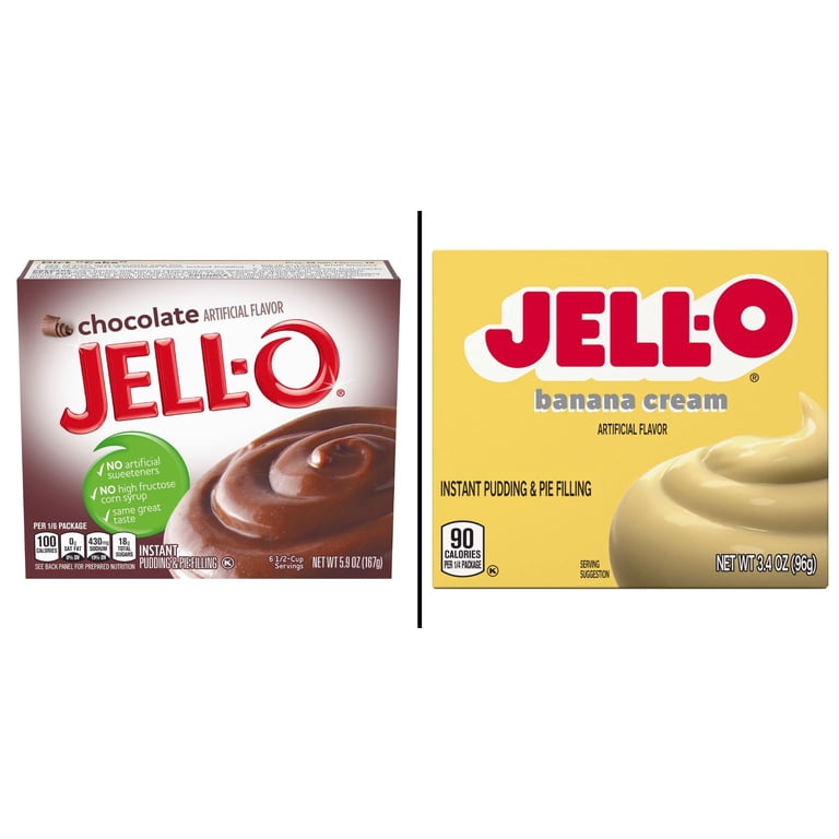 Jell-O Chocolate Instant Pudding Mix 5.9 oz & Jell-O Banana Cream