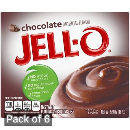 Jell-O Chocolate Instant Pudding Mix & Pie Filling 5.9 oz (Pack of 6)
