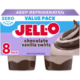 thumbnail image 1 of "Jell-O Chocolate Vanilla Swirls Artificially Flavored Zero Sugar Ready-to-Eat Pudding Snack Cups Family Size Pack, 8 ct Cups ", 1 of 1