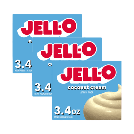 Jell-O Coconut Cream Instant Pudding & Pie Filling Mix 3.4oz (3 Pack)