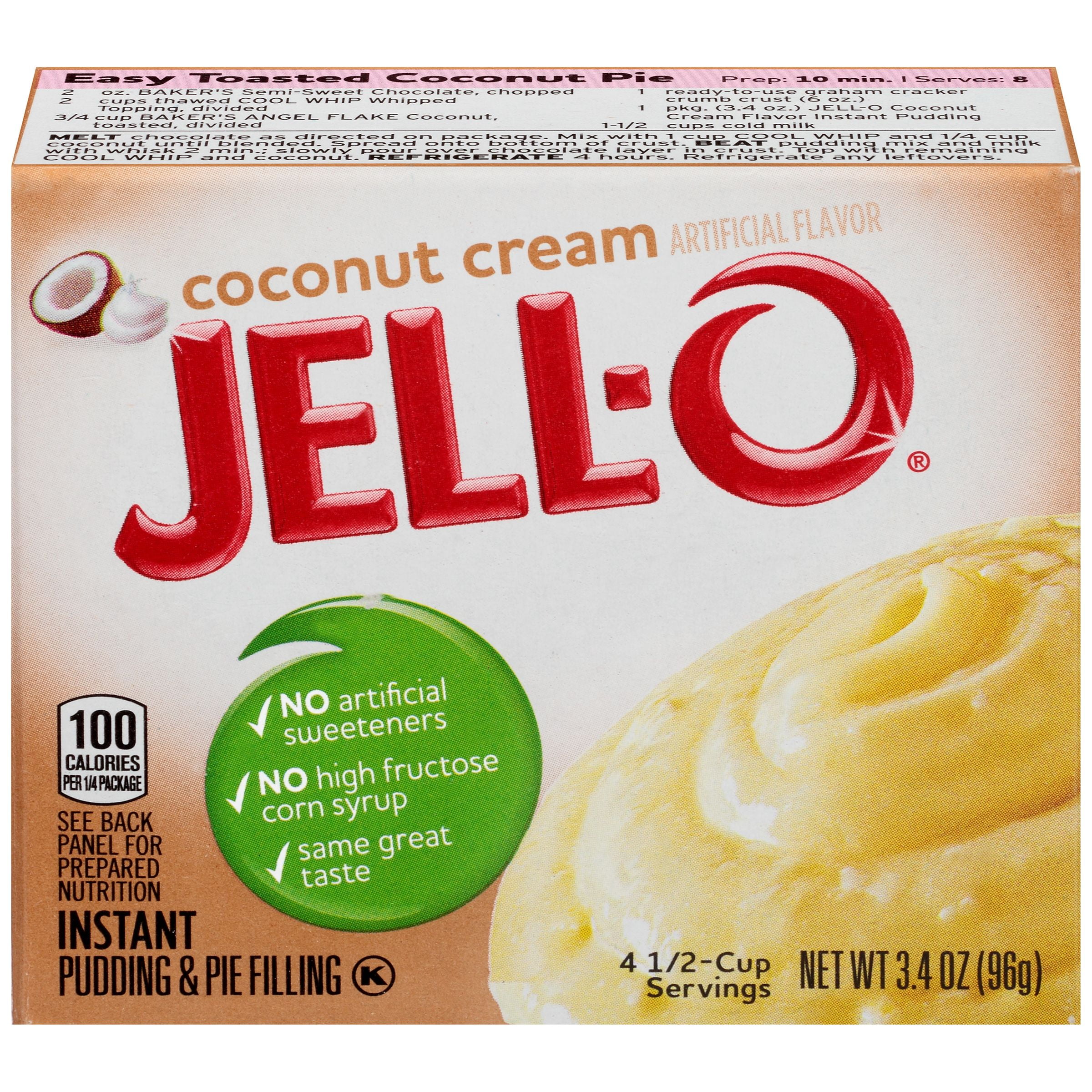Jell-O Coconut Cream Instant Pudding Mix, 3.4 oz Box (Pack of 6