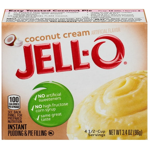 Jell-O Coconut Cream Instant Pudding Mix, 3.4 oz Box (Pack of 6)