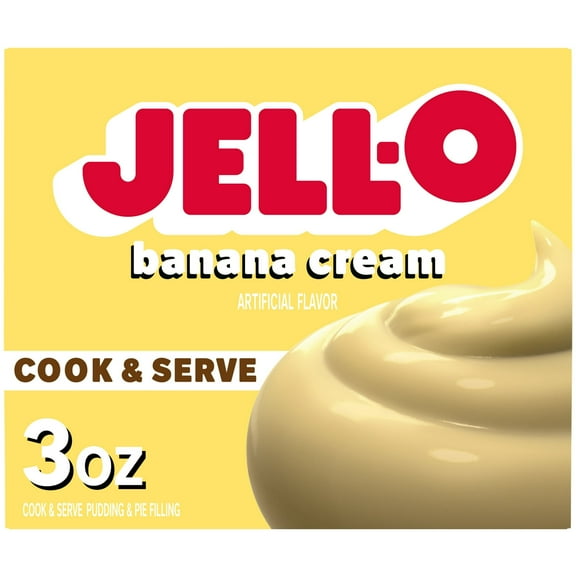 Jell-O Cook & Serve Banana Cream Artificially Flavored Pudding & Pie Filling Mix 3 oz Box (Pack of 4)