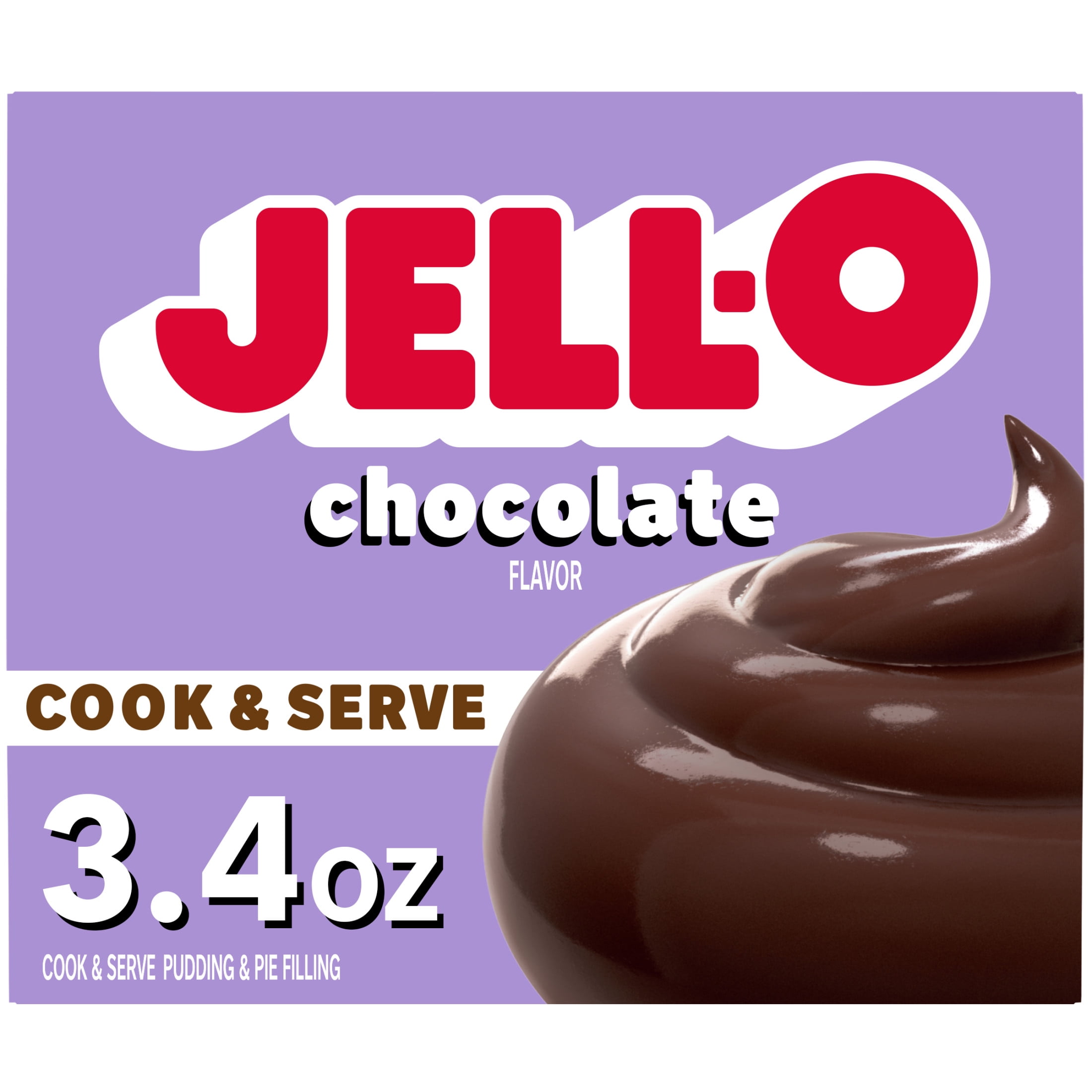 Jell O Cook Serve Chocolate Flavor Pudding Pie Filling Mix 3.4 oz Box