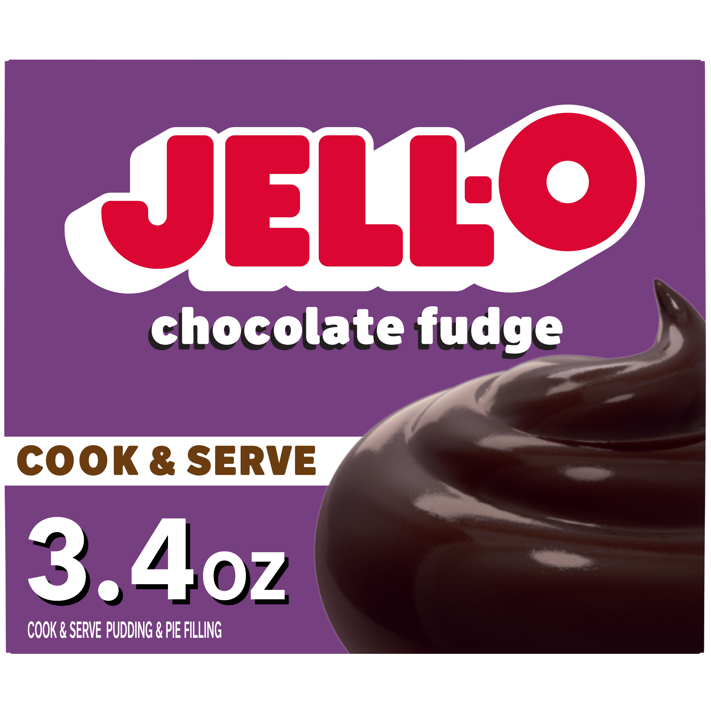 Jell-O Cook & Serve Chocolate Fudge Artificially Flavored Pudding & Pie Filling Mix, 3.4 oz Box - image 1 of 14