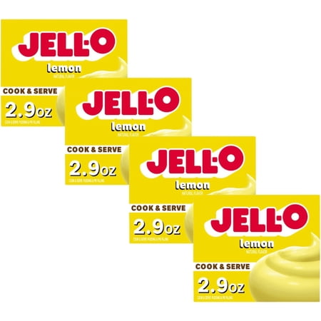 Jell-O Cook & Serve Lemon Naturally Flavored Pudding & Pie Filling Mix, 2.9 oz Box, pack of 4