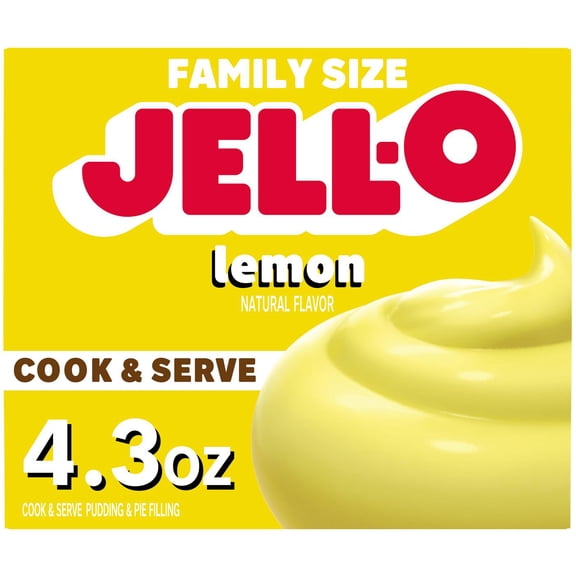 Jell-O Cook & Serve GGA1 Pudding & Pie Filling Mix, Lemon Flavor, Classic Stovetop Dessert for Baking, Pies & Custards, 4.3 oz (Pack of 1)