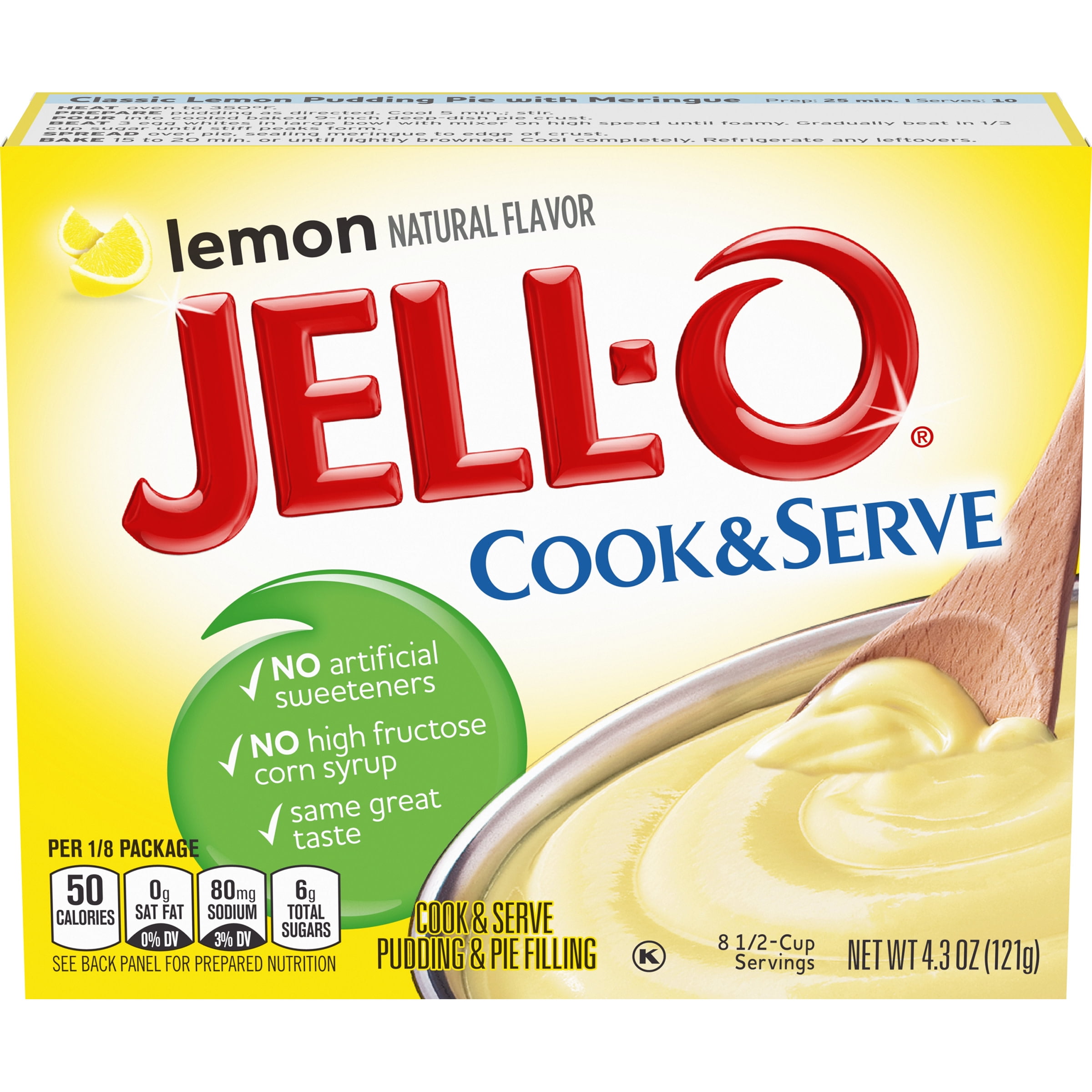 Jell-O Cook & Serve Lemon Pudding & Pie Filling Mix, 4.3 oz Box