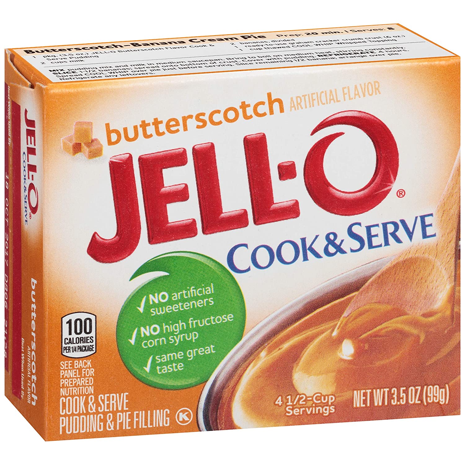 JellO Cook & Serve Pudding & Pie Filling Butterscotch 3.5 Oz 12 Packs