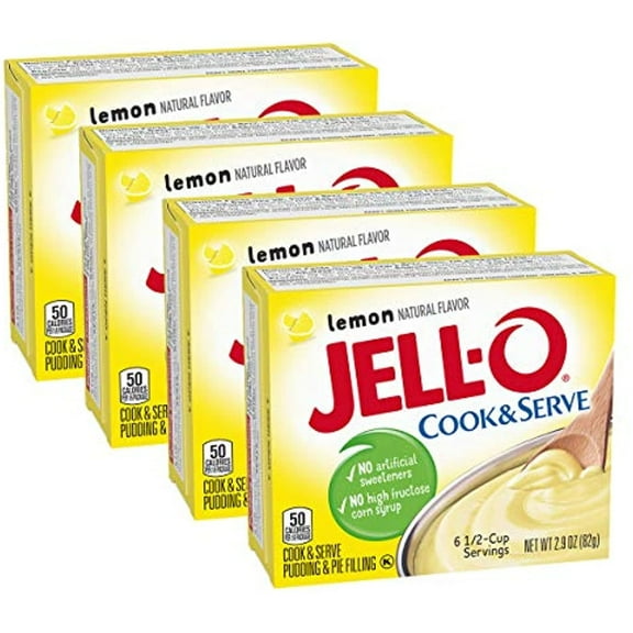 Jell-O, Cook & Serve, Pudding & Pie Filling, Lemon, 2.9Oz Box (Pack Of 4)