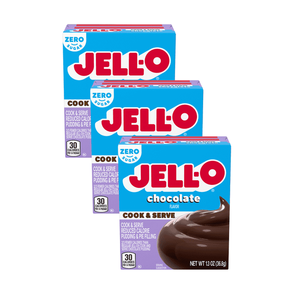 Jell-O Cook & Serve Sugar Free Pudding and Pie Filling, Chocolate, 1.3 OZ (Pack - 3)