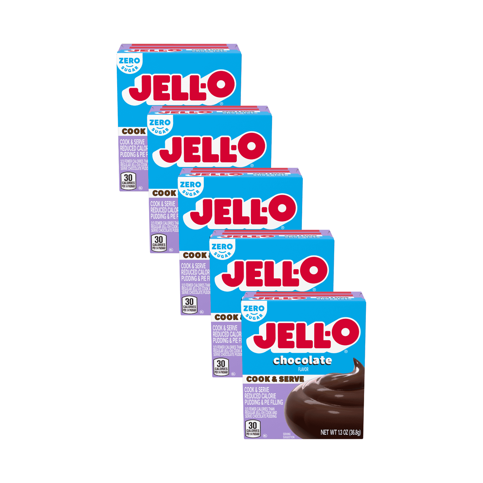 Jell-O Chocolate Cook and Serve Pudding Mix, 1.3 oz, Pack of 4