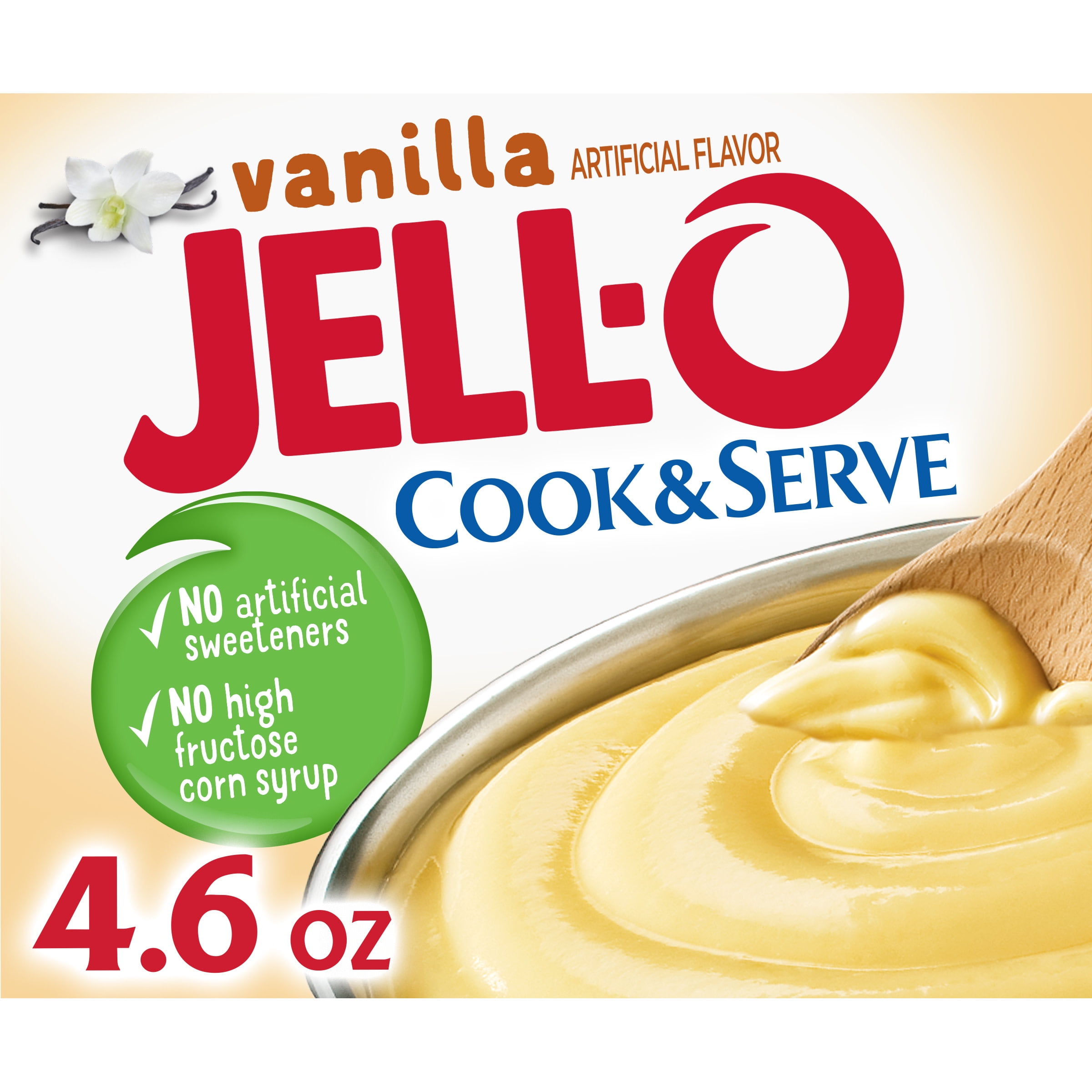 Jell-O Cook & Serve Vanilla Artificially Flavored Pudding & Pie Filling  Mix, 4.6 oz Box