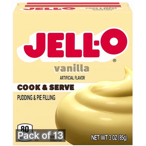 Jell-O Cook & Serve Vanilla Pudding & Pie Filling Mix, 3 oz Box (Pack of 13)