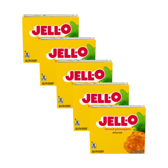 Jell-O Gelatin Dessert Island Pineapple, 3 OZ (Pack - 5)