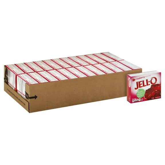 (24 pack) Jell-O Raspberry Gelatin Dessert Mix, Family Size, 6 oz Box