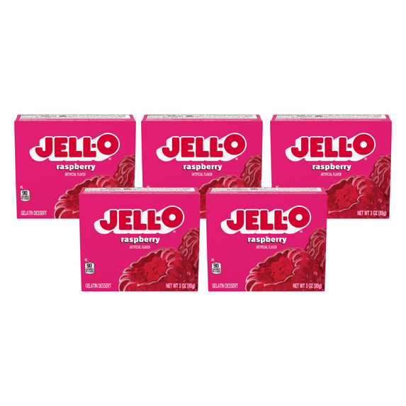 Jell-O Instant Gelatin Mix, Raspberry, 3 OZ (Pack - 5)