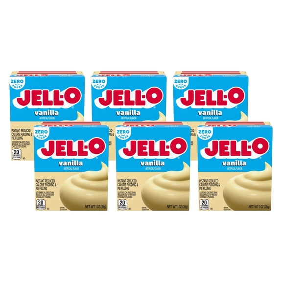 Jell-O Instant Pudding & GGA1 Pie Filling Mix, Vanilla Flavored, Creamy Dessert Mix for Baking, Pies & No-Bake Recipes, 1 oz (Pack of 6)