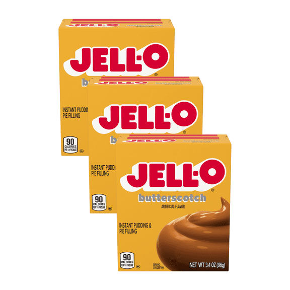 Jell-O Instant Pudding and Pie Filling, Butterscotch, 3.4 OZ (Pack - 3)