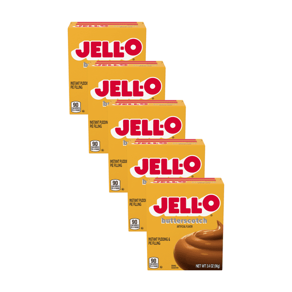 Jell-O Instant Pudding and Pie Filling, Butterscotch, 3.4 OZ (Pack - 5)