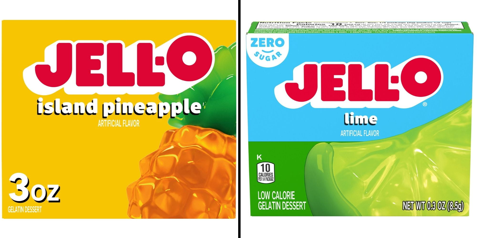 Jell-O Island Pineapple 3 oz & Jell-O Sugar Free Lime 0.3 oz