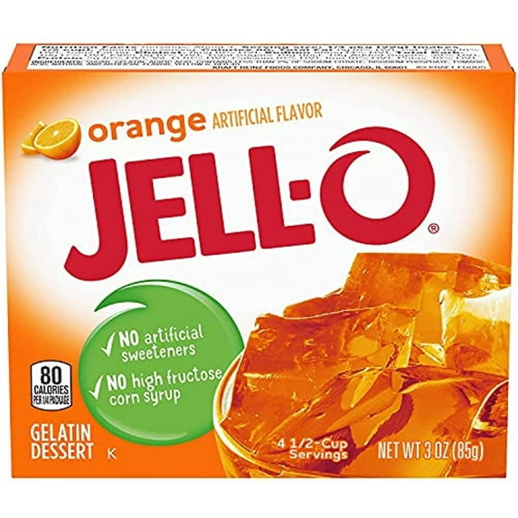 Jell-O Jello Gelatin Dessert 3 Ounce Boxes Pack Of 4 (Orange)