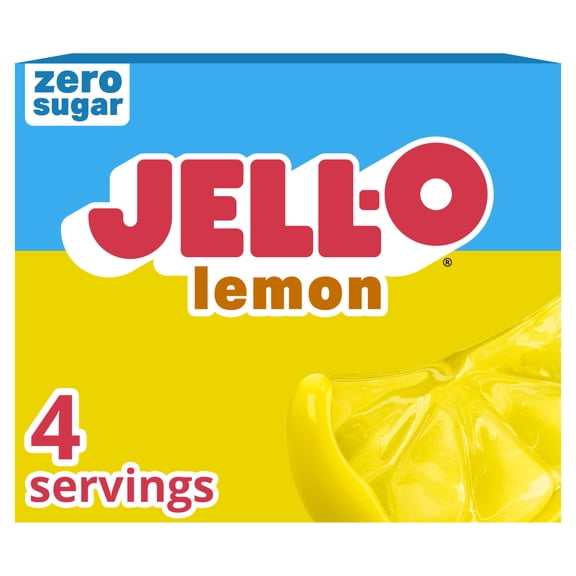 Jell-O Lemon Zero Sugar Gelatin Dessert Mix, 0.3 oz Box