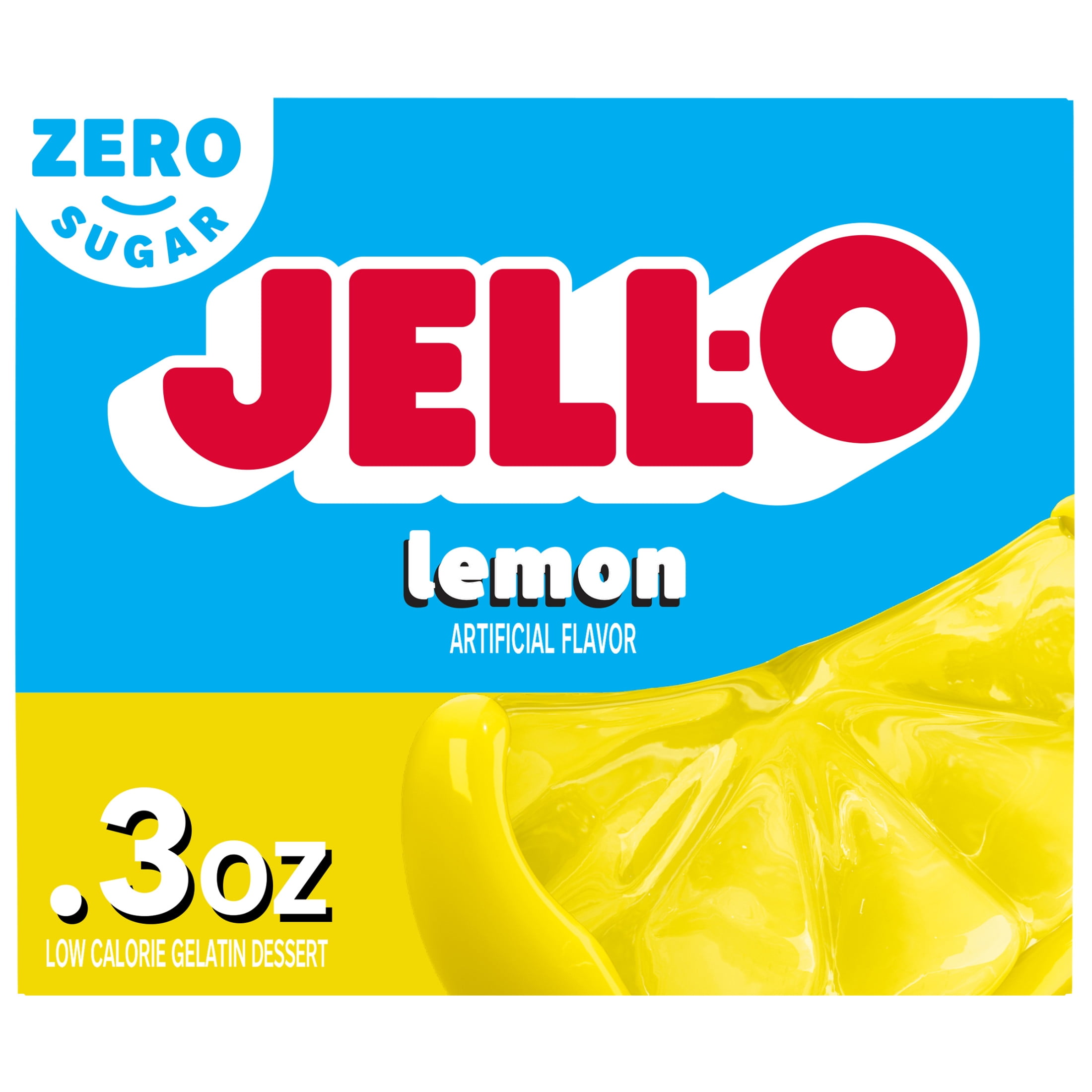 Jell-O Gelatin Dessert Mix Lemon 0.3 oz Box Low Calorie Snack