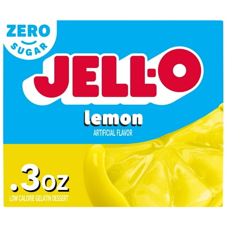 Jell-O Lemon Zero Sugar Gelatin Dessert Mix, 0.3 oz Box