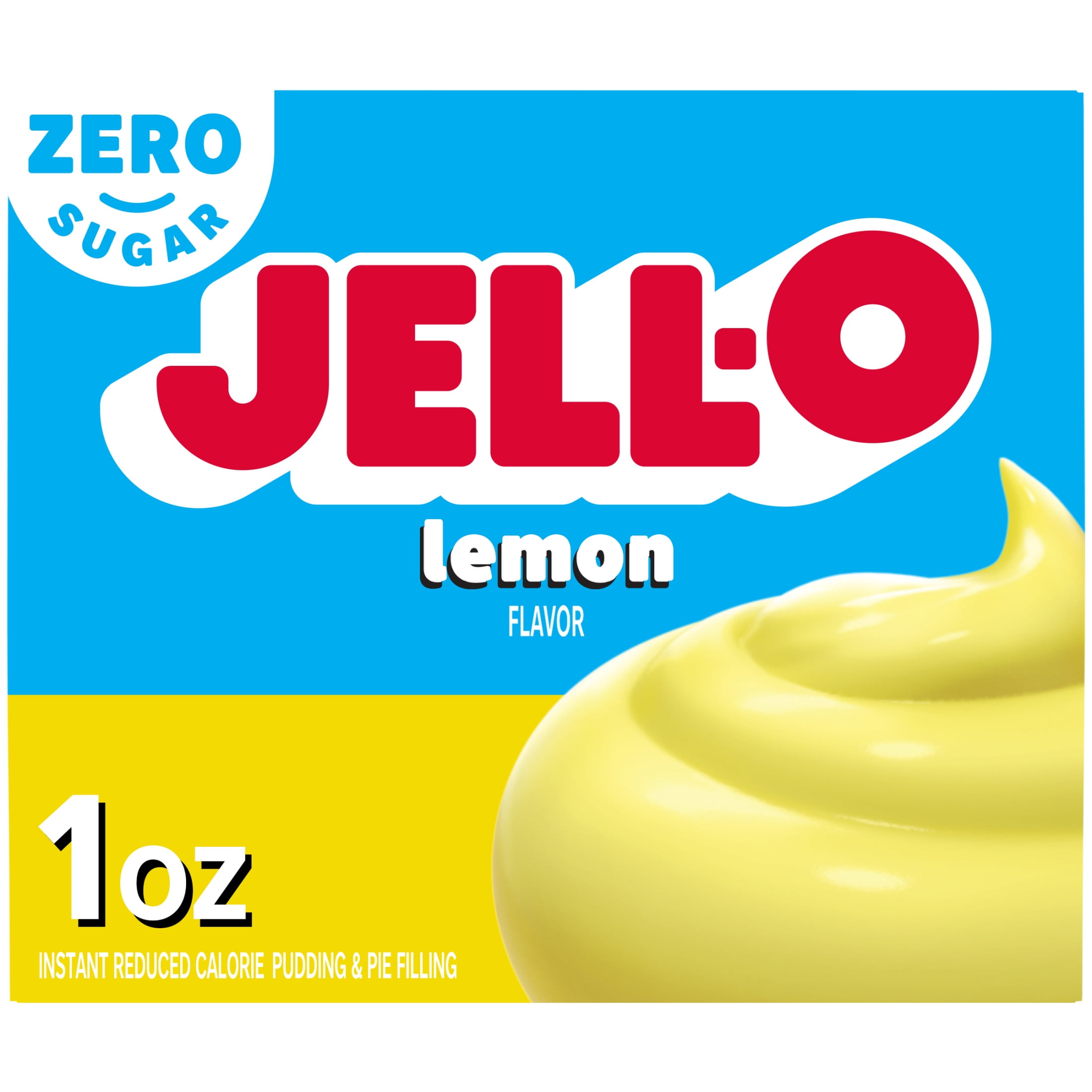 Jell-O Lemon Flavor Zero Sugar Instant Reduced Calorie Pudding \u0026 Pie Filling Mix, 1 oz Box