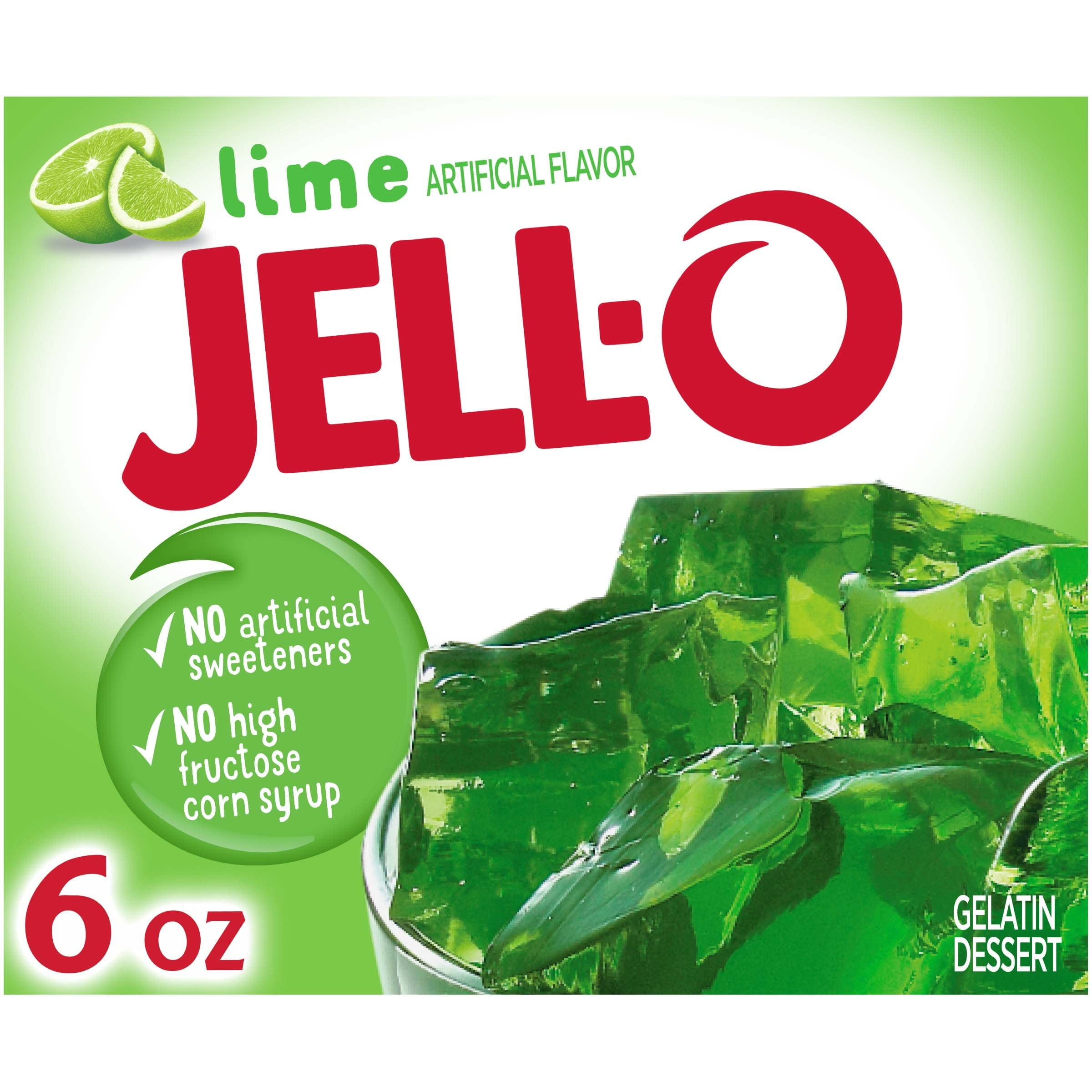 JellO Lime Artificially Flavored Gelatin Dessert Mix, Family Size, 6