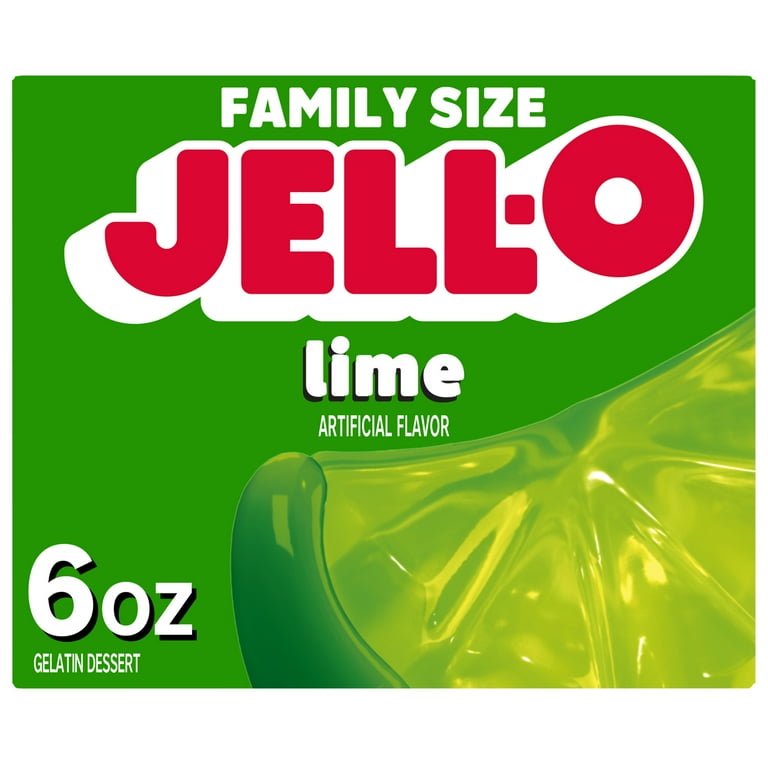 Jell-O Gelatin Dessert Mix Lime Family Size 6 oz for Jell-O