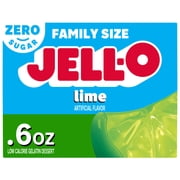 Jell-O Lime Zero Sugar Low Calorie Gelatin Dessert Mix, Family Size, 0.6 oz Box