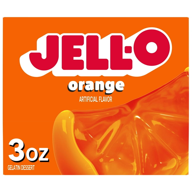 Jell-O Orange Gelatin Dessert Mix, Artificially Flavored, 3 oz Box