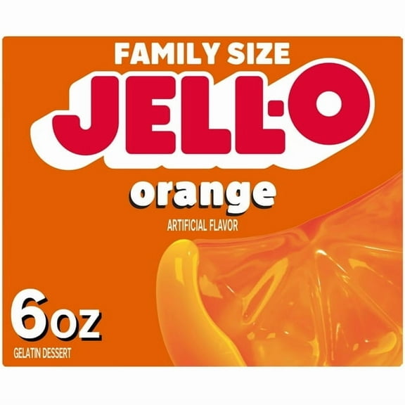 Jell-O Orange Artificially Flavored Gelatin Dessert Mix Family Size 6 oz Box (Pack of 2)