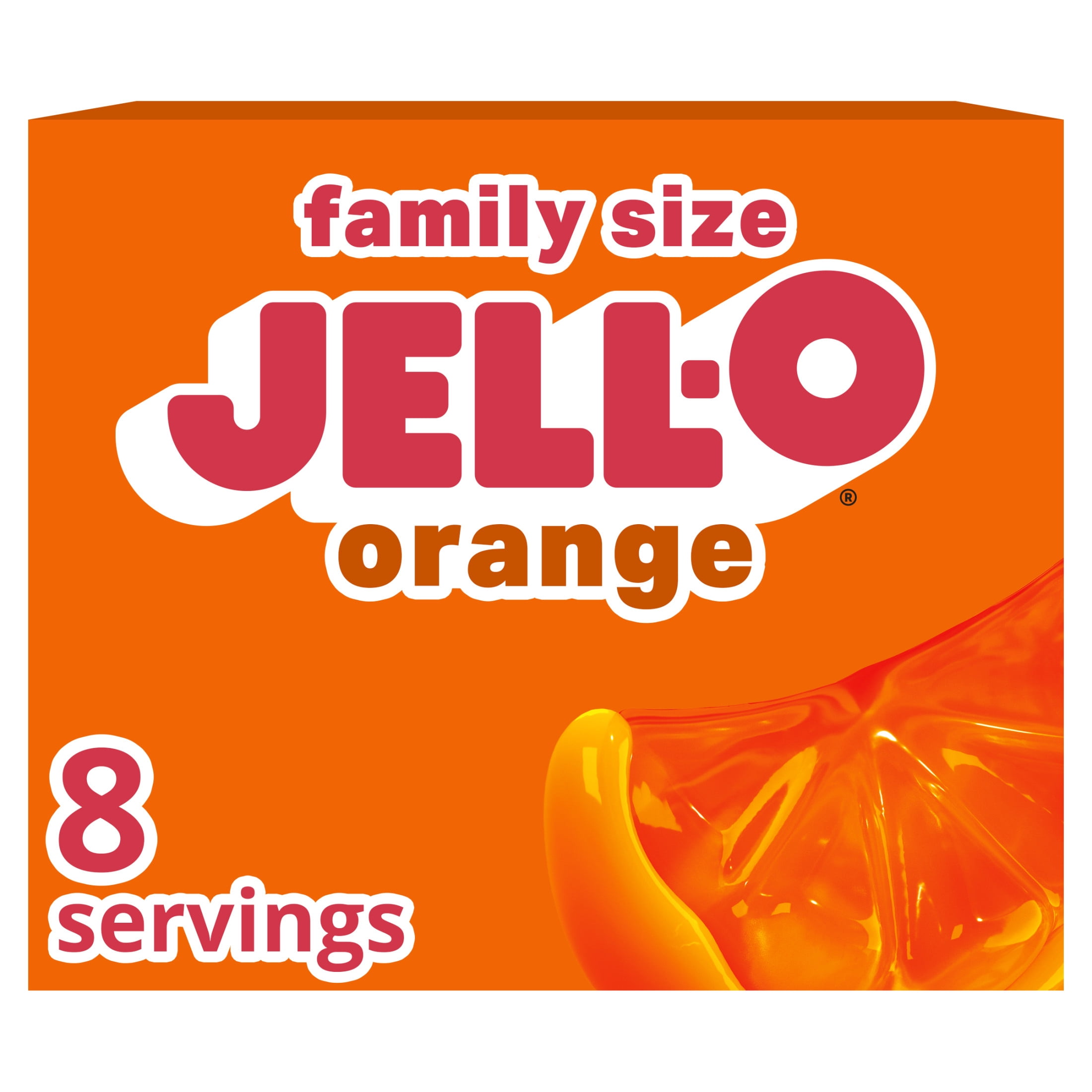 Jell-O Orange Gelatin Dessert Mix, Family Size, 6 oz Box