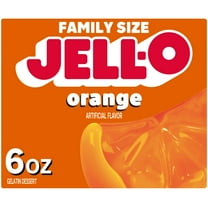 Jell-O Orange Artificially Flavored Gelatin Dessert Mix, Family Size, 6 oz Box
