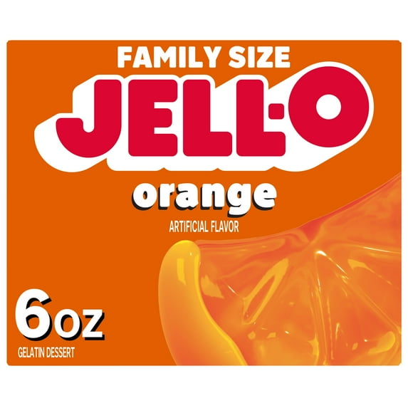 Jell-O Orange Gelatin Dessert Mix, Family Size, 6 oz Box