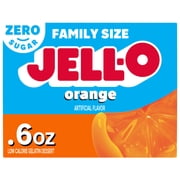 Jell-O Orange Zero Sugar Low Calorie Gelatin Dessert Mix, Family Size, 0.6 oz Box